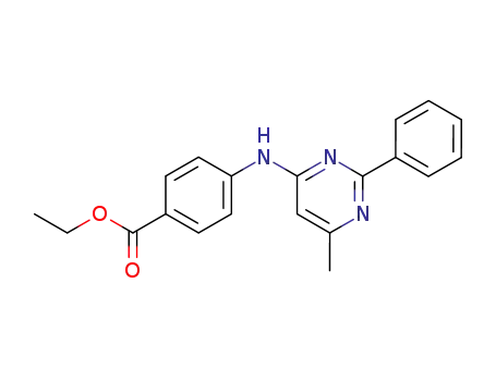 Molecular Structure of 65789-90-4 (Benzoic acid, 4-[(6-methyl-2-phenyl-4-pyrimidinyl)amino]-, ethyl ester)