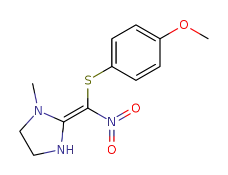 Molecular Structure of 59761-09-0 (Imidazolidine, 2-[[(4-methoxyphenyl)thio]nitromethylene]-1-methyl-)