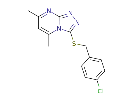 1,2,4-Triazolo[4,3-a]pyrimidine,
3-[[(4-chlorophenyl)methyl]thio]-5,7-dimethyl-