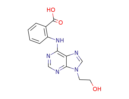 Molecular Structure of 64127-04-4 (Benzoic acid, 2-[[9-(2-hydroxyethyl)-9H-purin-6-yl]amino]-)