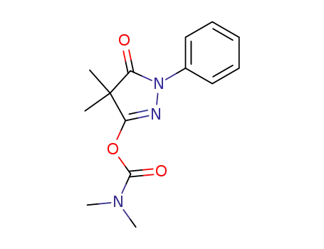 Molecular Structure of 65896-44-8 (Carbamic acid, dimethyl-,
4,5-dihydro-4,4-dimethyl-5-oxo-1-phenyl-1H-pyrazol-3-yl ester)