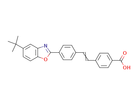 Molecular Structure of 5569-18-6 (Benzoic acid,
4-[2-[4-[5-(1,1-dimethylethyl)-2-benzoxazolyl]phenyl]ethenyl]-)