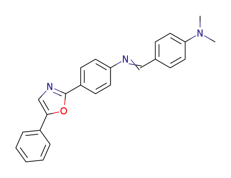 Molecular Structure of 61125-40-4 (Benzenamine,
N,N-dimethyl-4-[[[4-(5-phenyl-2-oxazolyl)phenyl]imino]methyl]-)