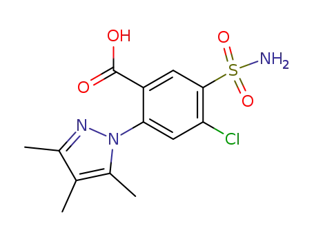 Molecular Structure of 67405-42-9 (Benzoic acid,
5-(aminosulfonyl)-4-chloro-2-(3,4,5-trimethyl-1H-pyrazol-1-yl)-)