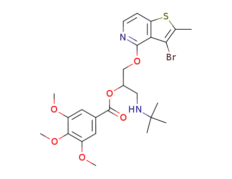 Molecular Structure of 64210-95-3 (Benzoic acid, 3,4,5-trimethoxy-,
2-[(3-bromo-2-methylthieno[3,2-c]pyridin-4-yl)oxy]-1-[[(1,1-dimethylethyl)
amino]methyl]ethyl ester)