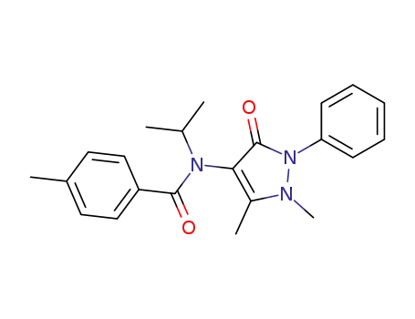 Molecular Structure of 62952-18-5 (Benzamide,
N-(2,3-dihydro-1,5-dimethyl-3-oxo-2-phenyl-1H-pyrazol-4-yl)-4-methyl-N
-(1-methylethyl)-)