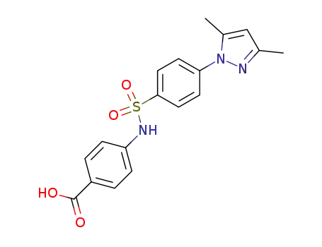 Molecular Structure of 61319-82-2 (Benzoic acid,
4-[[[4-(3,5-dimethyl-1H-pyrazol-1-yl)phenyl]sulfonyl]amino]-)