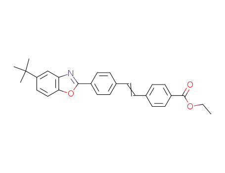 Molecular Structure of 6058-81-7 (Benzoic acid,
4-[2-[4-[5-(1,1-dimethylethyl)-2-benzoxazolyl]phenyl]ethenyl]-, ethyl ester)