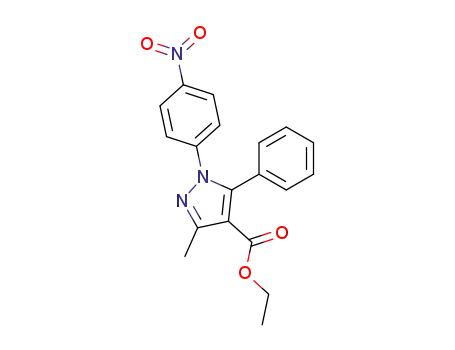 Molecular Structure of 61261-88-9 (1H-Pyrazole-4-carboxylic acid, 3-methyl-1-(4-nitrophenyl)-5-phenyl-,
ethyl ester)
