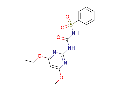 Molecular Structure of 64902-31-4 (Benzenesulfonamide,
N-[[(4-ethoxy-6-methoxy-2-pyrimidinyl)amino]carbonyl]-)