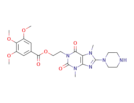 Benzoic acid, 3,4,5-trimethoxy-,
2-[2,3,6,7-tetrahydro-3,7-dimethyl-2,6-dioxo-8-(1-piperazinyl)-1H-purin-
1-yl]ethyl ester