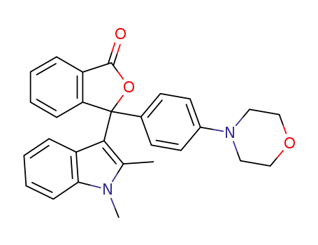 Molecular Structure of 51026-42-7 (1(3H)-Isobenzofuranone,
3-(1,2-dimethyl-1H-indol-3-yl)-3-[4-(4-morpholinyl)phenyl]-)