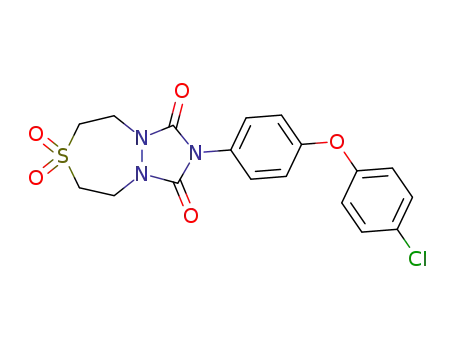 Molecular Structure of 62811-09-0 (1H-[1,2,4]Triazolo[1,2-d][1,4,5]thiadiazepine-1,3(2H)-dione,
2-[4-(4-chlorophenoxy)phenyl]tetrahydro-, 7,7-dioxide)