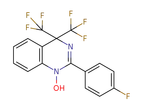 Molecular Structure of 62457-72-1 (Quinazoline,
2-(4-fluorophenyl)-1,4-dihydro-1-hydroxy-4,4-bis(trifluoromethyl)-)