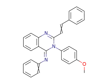 Molecular Structure of 65772-29-4 (Benzenamine,
N-[3-(4-methoxyphenyl)-2-(2-phenylethenyl)-4(3H)-quinazolinylidene]-)