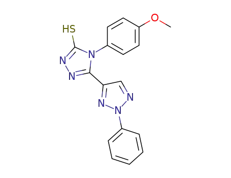 Molecular Structure of 62289-74-1 (3H-1,2,4-Triazole-3-thione,
2,4-dihydro-4-(4-methoxyphenyl)-5-(2-phenyl-2H-1,2,3-triazol-4-yl)-)