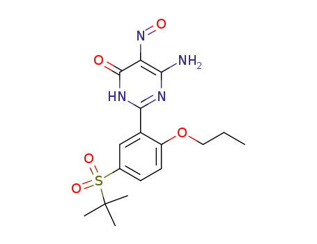 Molecular Structure of 61627-27-8 (4(1H)-Pyrimidinone,
6-amino-2-[5-[(1,1-dimethylethyl)sulfonyl]-2-propoxyphenyl]-5-nitroso-)