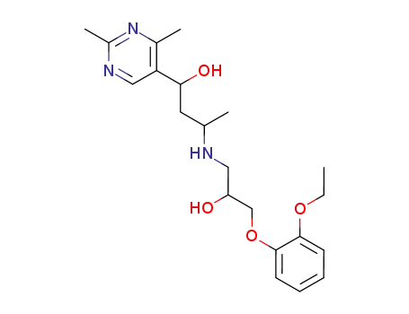 Molecular Structure of 56735-81-0 (5-Pyrimidinemethanol,
a-[2-[[3-(2-ethoxyphenoxy)-2-hydroxypropyl]amino]propyl]-2,4-dimethyl-)