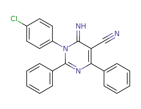 Molecular Structure of 64498-97-1 (5-Pyrimidinecarbonitrile,
1-(4-chlorophenyl)-1,6-dihydro-6-imino-2,4-diphenyl-)
