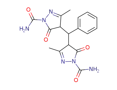 Molecular Structure of 57303-45-4 (1H-Pyrazole-1-carboxamide,
4,4'-(phenylmethylene)bis[4,5-dihydro-3-methyl-5-oxo-)