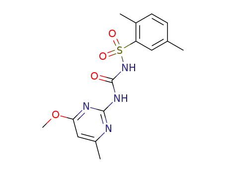 Molecular Structure of 64901-40-2 (Benzenesulfonamide,
N-[[(4-methoxy-6-methyl-2-pyrimidinyl)amino]carbonyl]-2,5-dimethyl-)