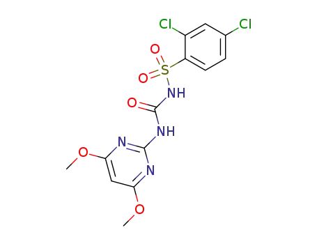 Molecular Structure of 64901-71-9 (Benzenesulfonamide,
2,4-dichloro-N-[[(4,6-dimethoxy-2-pyrimidinyl)amino]carbonyl]-)