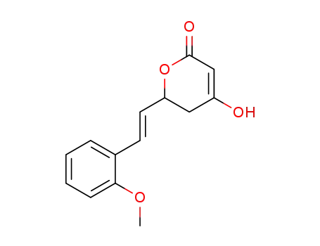 Molecular Structure of 62378-63-6 (2H-Pyran-2-one,
5,6-dihydro-4-hydroxy-6-[2-(2-methoxyphenyl)ethenyl]-, (E)-)