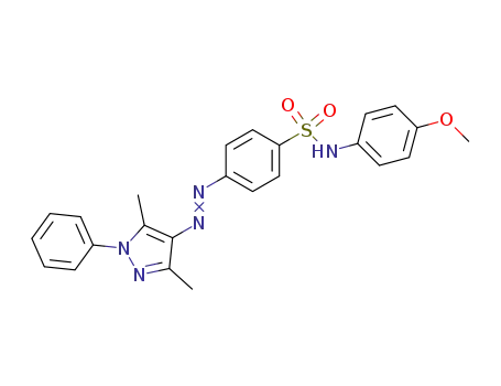 Molecular Structure of 62383-44-2 (Benzenesulfonamide,
4-[(3,5-dimethyl-1-phenyl-1H-pyrazol-4-yl)azo]-N-(4-methoxyphenyl)-)