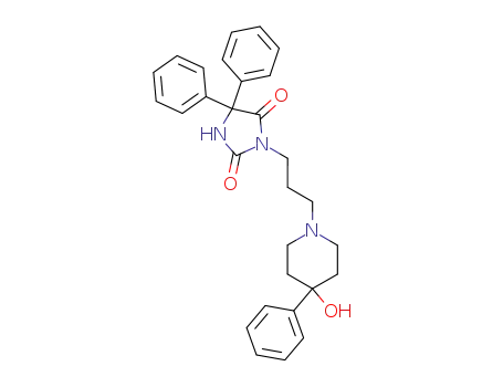 Molecular Structure of 56079-72-2 (2,4-Imidazolidinedione,
3-[3-(4-hydroxy-4-phenyl-1-piperidinyl)propyl]-5,5-diphenyl-)