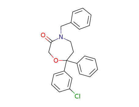 Molecular Structure of 63292-50-2 (1,4-Oxazepin-3(2H)-one,
7-(3-chlorophenyl)tetrahydro-7-phenyl-4-(phenylmethyl)-)