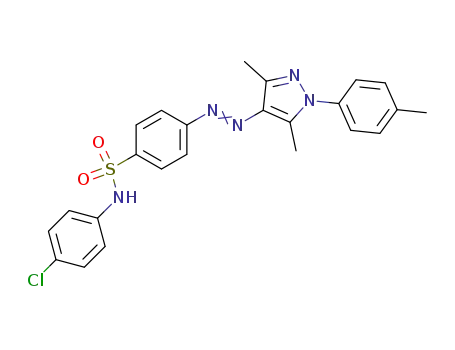 Molecular Structure of 62383-49-7 (Benzenesulfonamide,
N-(4-chlorophenyl)-4-[[3,5-dimethyl-1-(4-methylphenyl)-1H-pyrazol-4-yl]
azo]-)