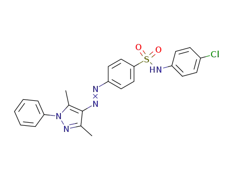 Molecular Structure of 62383-42-0 (Benzenesulfonamide,
N-(4-chlorophenyl)-4-[(3,5-dimethyl-1-phenyl-1H-pyrazol-4-yl)azo]-)
