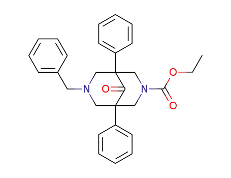 Molecular Structure of 7038-02-0 (3,7-Diazabicyclo[3.3.1]nonane-3-carboxylicacid, 9-oxo-1,5-diphenyl-7-(phenylmethyl)-, ethyl ester)