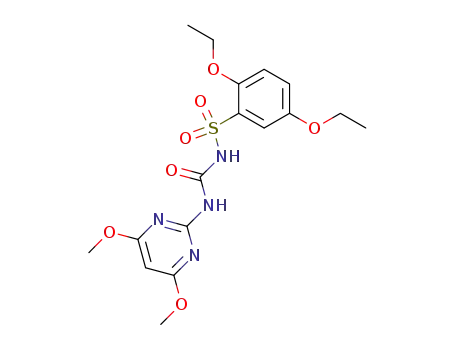 Molecular Structure of 65091-01-2 (Benzenesulfonamide,
N-[[(4,6-dimethoxy-2-pyrimidinyl)amino]carbonyl]-2,5-diethoxy-)