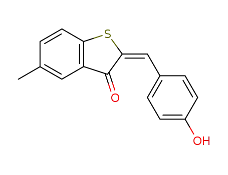 Molecular Structure of 61976-60-1 (Benzo[b]thiophen-3(2H)-one, 2-[(4-hydroxyphenyl)methylene]-5-methyl-,
(E)-)