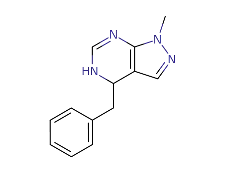 Molecular Structure of 53746-91-1 (1H-Pyrazolo[3,4-d]pyrimidine, 4,5-dihydro-1-methyl-4-(phenylmethyl)-)