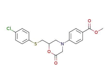 Molecular Structure of 61974-98-9 (Benzoic acid, 4-[2-[[(4-chlorophenyl)thio]methyl]-6-oxo-4-morpholinyl]-,
methyl ester)