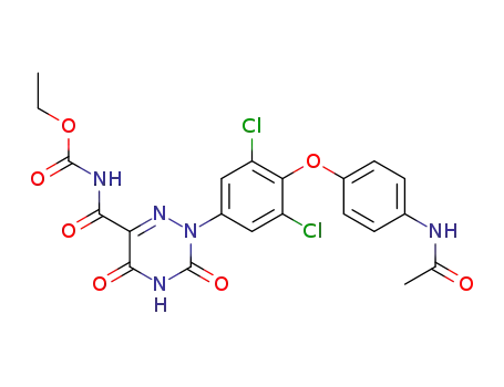 Molecular Structure of 62686-12-8 (Carbamic acid,
[[2-[4-[4-(acetylamino)phenoxy]-3,5-dichlorophenyl]-2,3,4,5-tetrahydro-3
,5-dioxo-1,2,4-triazin-6-yl]carbonyl]-, ethyl ester)