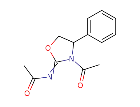 Molecular Structure of 63204-77-3 (Acetamide, N-(3-acetyl-4-phenyl-2-oxazolidinylidene)-)