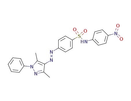 Molecular Structure of 62383-43-1 (Benzenesulfonamide,
4-[(3,5-dimethyl-1-phenyl-1H-pyrazol-4-yl)azo]-N-(4-nitrophenyl)-)