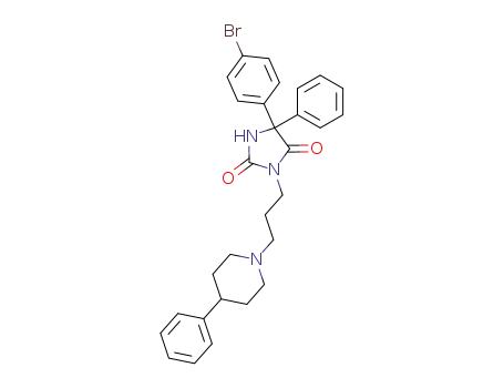 Molecular Structure of 56079-86-8 (2,4-Imidazolidinedione,
5-(4-bromophenyl)-5-phenyl-3-[3-(4-phenyl-1-piperidinyl)propyl]-)