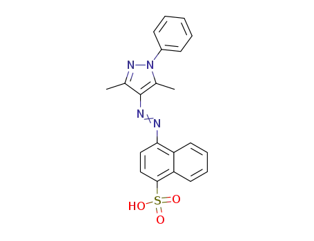 Molecular Structure of 62469-64-1 (1-Naphthalenesulfonic acid,
4-[(3,5-dimethyl-1-phenyl-1H-pyrazol-4-yl)azo]-)