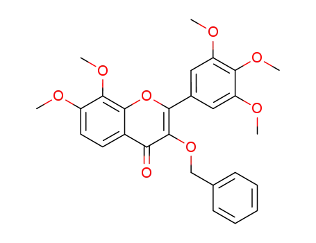 Molecular Structure of 915-65-1 (4H-1-Benzopyran-4-one,
7,8-dimethoxy-3-(phenylmethoxy)-2-(3,4,5-trimethoxyphenyl)-)
