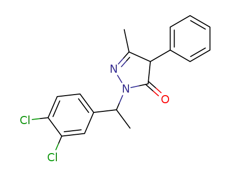 Molecular Structure of 55294-62-7 (3H-Pyrazol-3-one,
2-[1-(3,4-dichlorophenyl)ethyl]-2,4-dihydro-5-methyl-4-phenyl-)