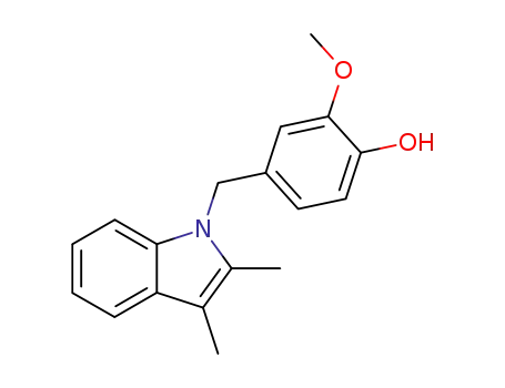 Molecular Structure of 62674-38-8 (Phenol, 4-[(2,3-dimethyl-1H-indol-1-yl)methyl]-2-methoxy-)