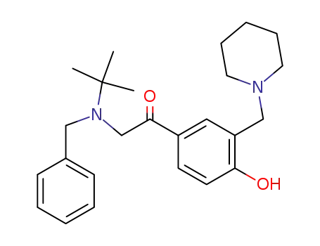 Molecular Structure of 62508-00-3 (Ethanone,
2-[(1,1-dimethylethyl)(phenylmethyl)amino]-1-[4-hydroxy-3-(1-piperidinyl
methyl)phenyl]-)