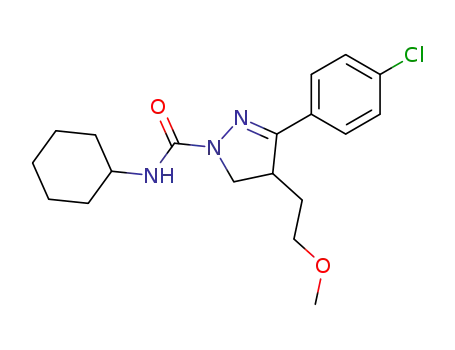 Molecular Structure of 64412-05-1 (1H-Pyrazole-1-carboxamide,
3-(4-chlorophenyl)-N-cyclohexyl-4,5-dihydro-4-(2-methoxyethyl)-)