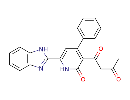 Molecular Structure of 62306-50-7 (1,3-Butanedione,
1-[6-(1H-benzimidazol-2-yl)-1,2-dihydro-2-oxo-4-phenyl-3-pyridinyl]-)