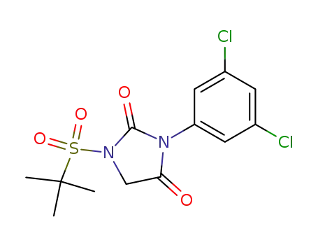 Molecular Structure of 61610-26-2 (2,4-Imidazolidinedione,
3-(3,5-dichlorophenyl)-1-[(1,1-dimethylethyl)sulfonyl]-)
