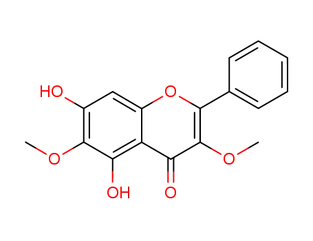 Molecular Structure of 59917-40-7 (4H-1-Benzopyran-4-one, 5,7-dihydroxy-3,6-dimethoxy-2-phenyl-)